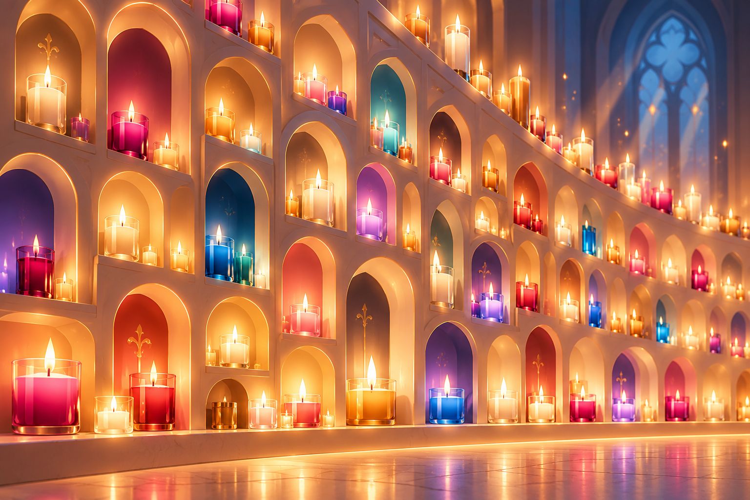 Un mur de cierges de toutes les couleurs